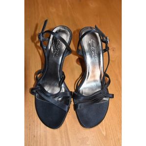 Classiques Entier, Black Strappy Heels, Elegant, Satin, LN, 6.5B